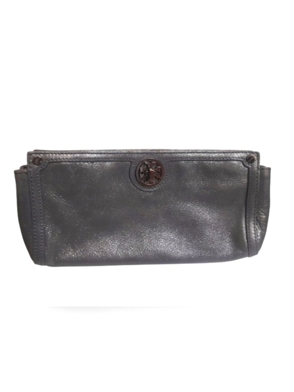 TORY BURCH Gray Patent Leather Clutch Organizer